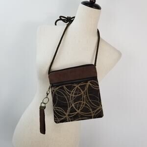 Sew N Style Brown Small Crossbody Bag Suede Feel Trim USA Made Very Good